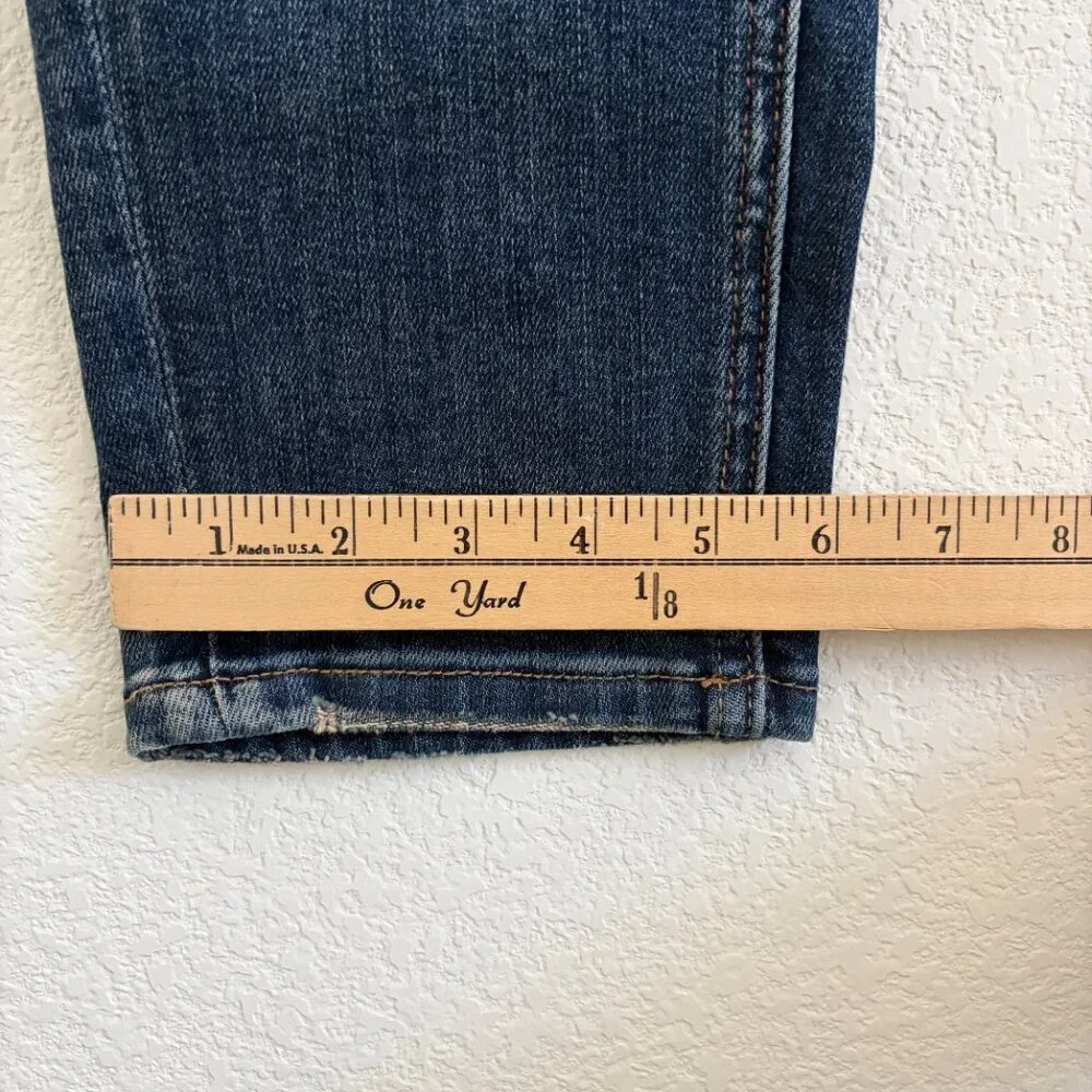 Bee Embroidered Jean Womens 27 x 27 Blue Tapered Stretch Denim Designer Inspired - Picture 10 of 12